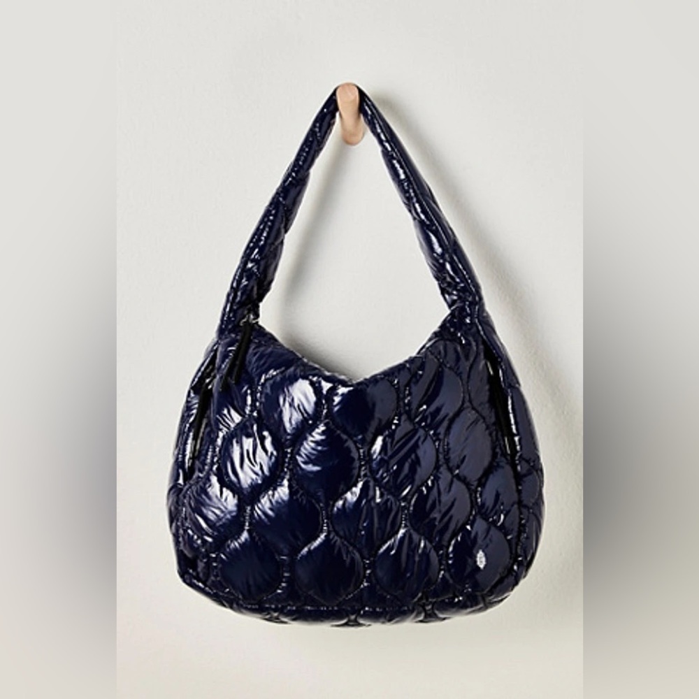 New FP Movement by Free People Navy Blue Shiny Surplus Quilted Carryall Bag